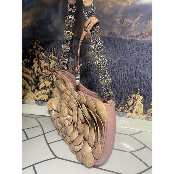 Brighton ROSALIE Bag Purse rose Pink LEATHER Flower 3D Petals C682156 - Picture 7 of 10